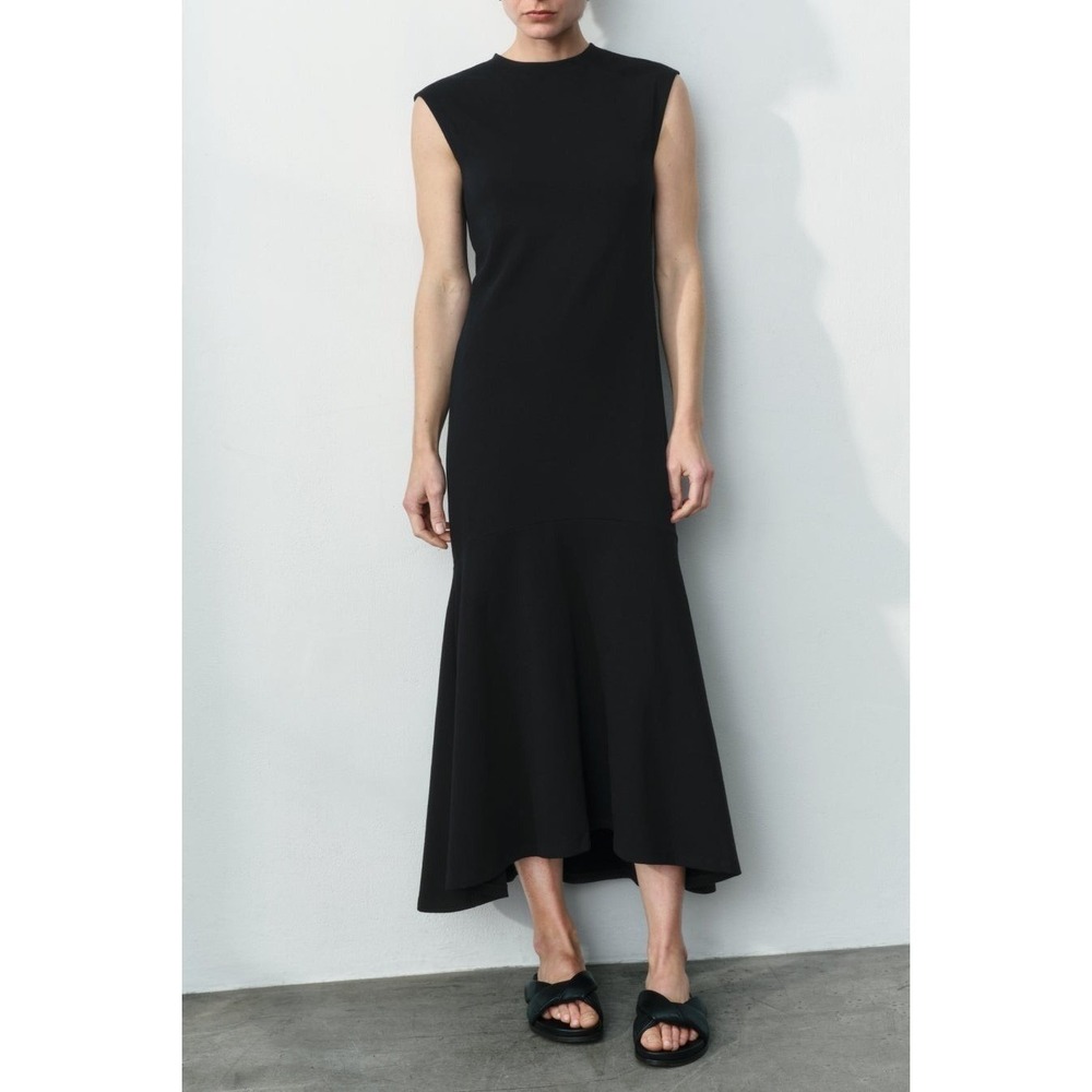 AYR Maxi Dress Womens XS Black The Supernova Sleeveless Cotton Mermaid Hem